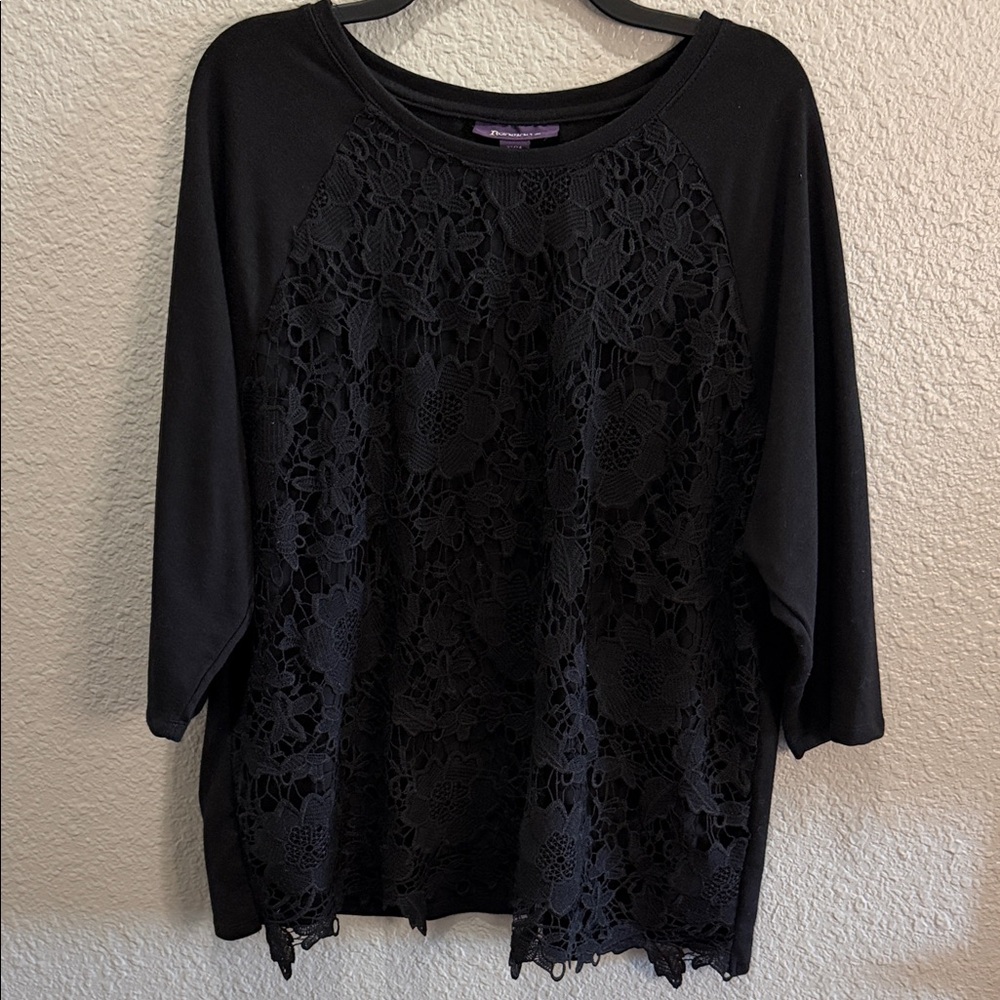 Roaman’s Lace  Black Women's Top - size 22/24